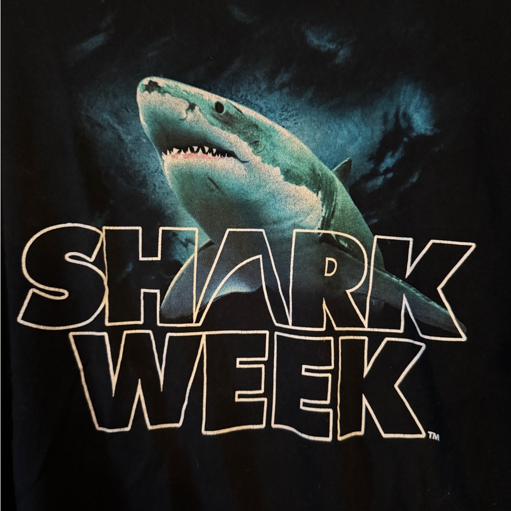 Shark Week Black Graphic T-Shirt, size L